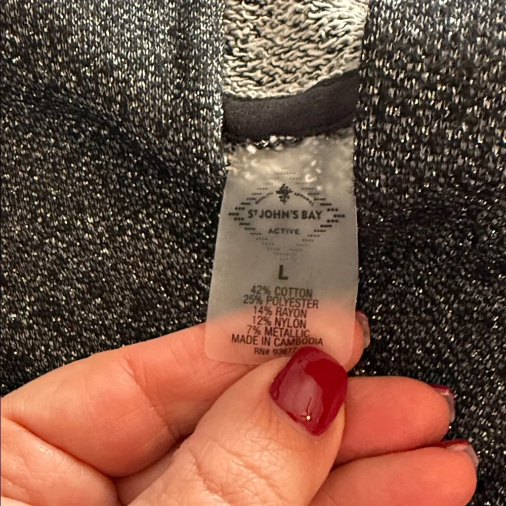 St. John's Bay Charcoal Hoodie Sparkle Sweater - Picture 4 of 7